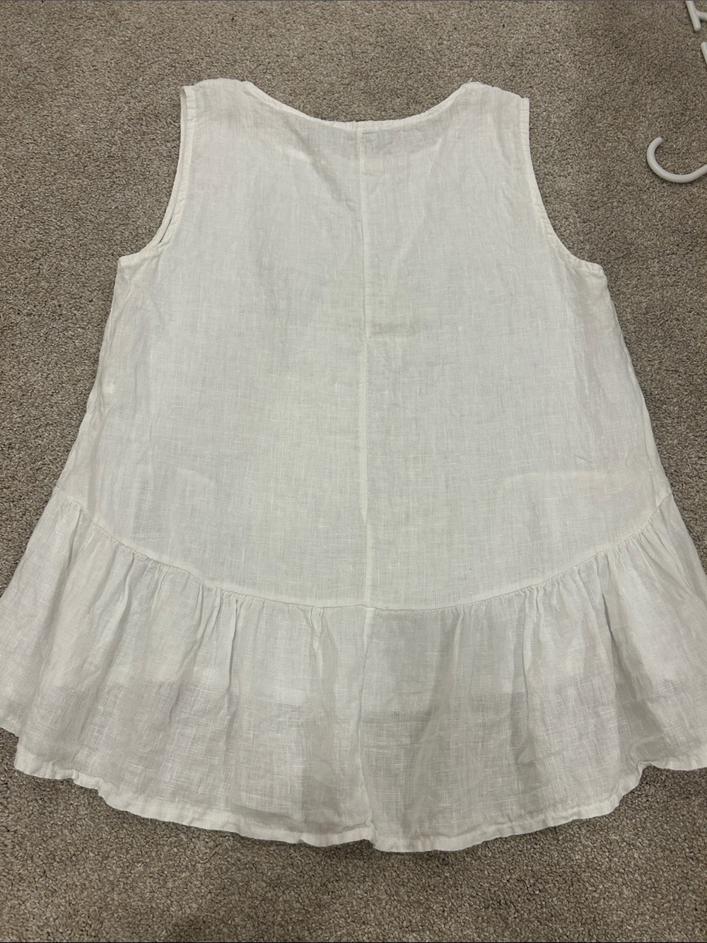 Women's Sleeveless Linen Peplum Top - White - Picture 4 of 4